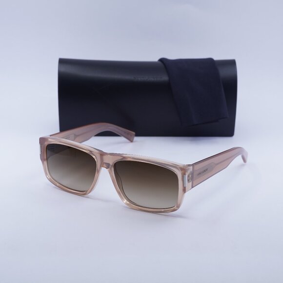 Saint Laurent SL689 006 Rectangle Sunglasses - Orange/Brown - Picture 1 of 9